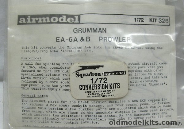 Airmodel 1/72 Grumman EA-6A and EA-6B Conversion Kit - Bagged, 326 plastic model kit